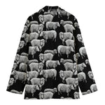 Black And White Sheep Pattern Print Women's Blazer