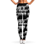 Black And White Sheep Pattern Print Women's Leggings