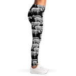 Black And White Sheep Pattern Print Women's Leggings