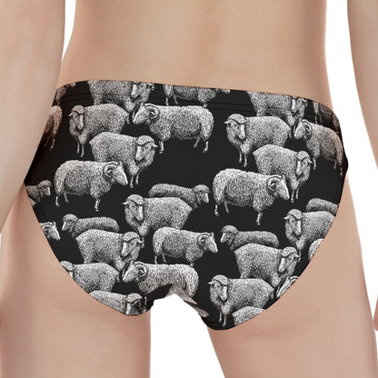 Black And White Sheep Pattern Print Women's Panties