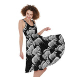 Black And White Sheep Pattern Print Women's Sleeveless Dress