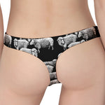 Black And White Sheep Pattern Print Women's Thong