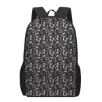 Black And White Skeleton Pattern Print 17 Inch Backpack
