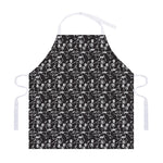 Black And White Skeleton Pattern Print Adjustable Apron