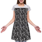 Black And White Skeleton Pattern Print Adjustable Apron