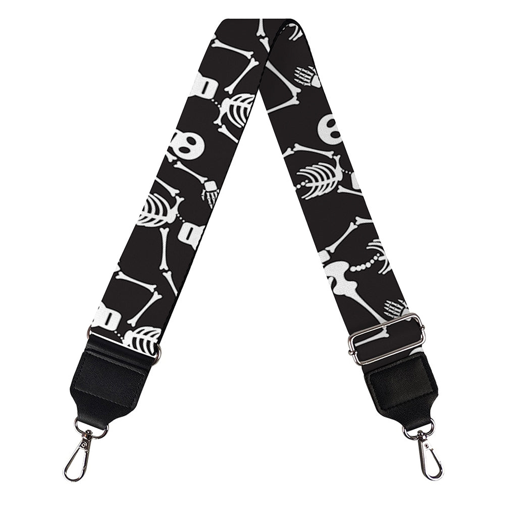 Black And White Skeleton Pattern Print Bag Strap