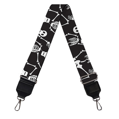 Black And White Skeleton Pattern Print Bag Strap