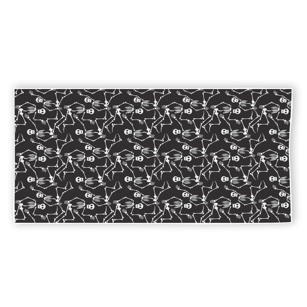 Black And White Skeleton Pattern Print Beach Towel