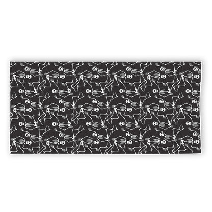 Black And White Skeleton Pattern Print Beach Towel
