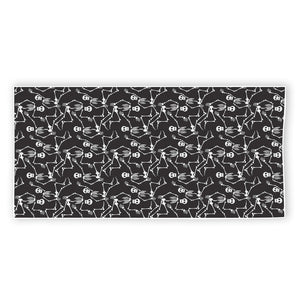 Black And White Skeleton Pattern Print Beach Towel