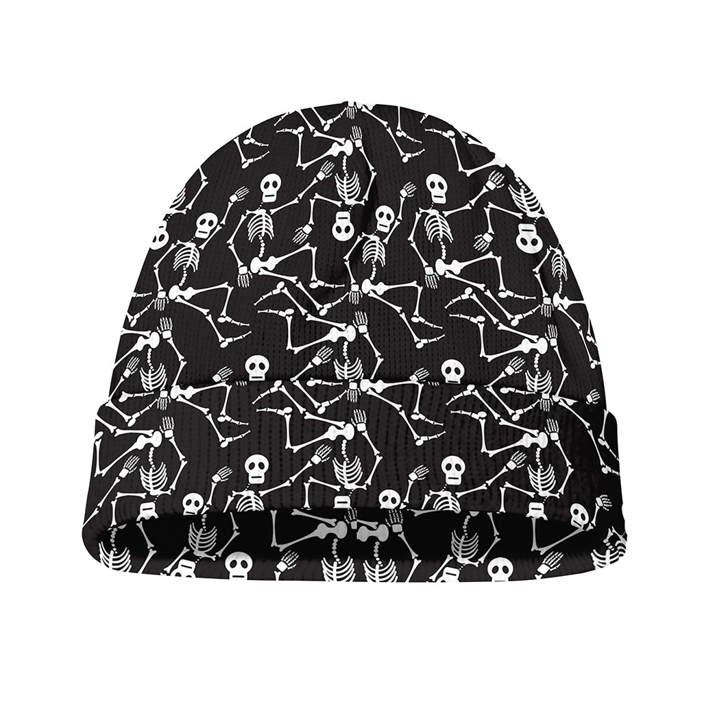 Black And White Skeleton Pattern Print Beanie