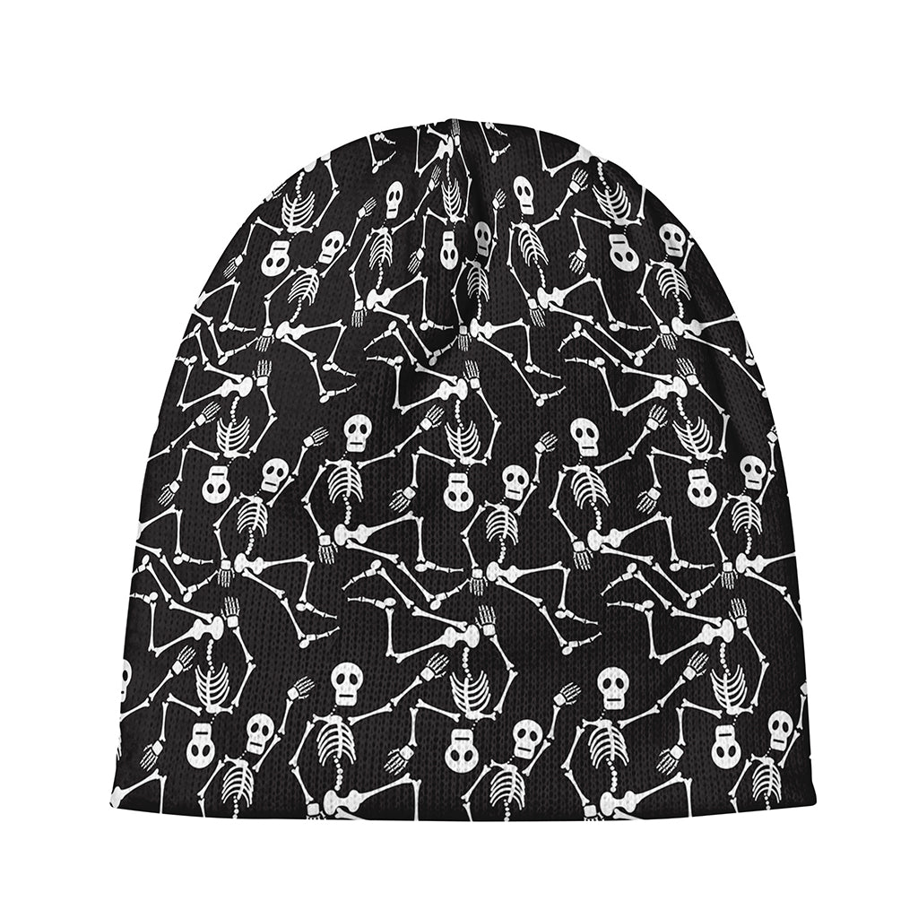 Black And White Skeleton Pattern Print Beanie