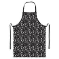 Black And White Skeleton Pattern Print Bib Apron With Pocket