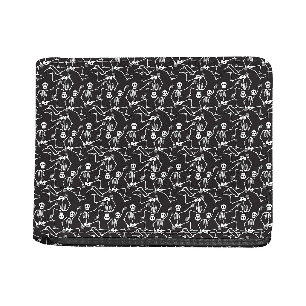 Black And White Skeleton Pattern Print Bifold Wallet