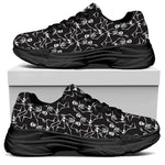 Black And White Skeleton Pattern Print Black Chunky Shoes