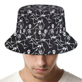 Black And White Skeleton Pattern Print Bucket Hat