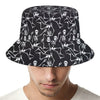 Black And White Skeleton Pattern Print Bucket Hat