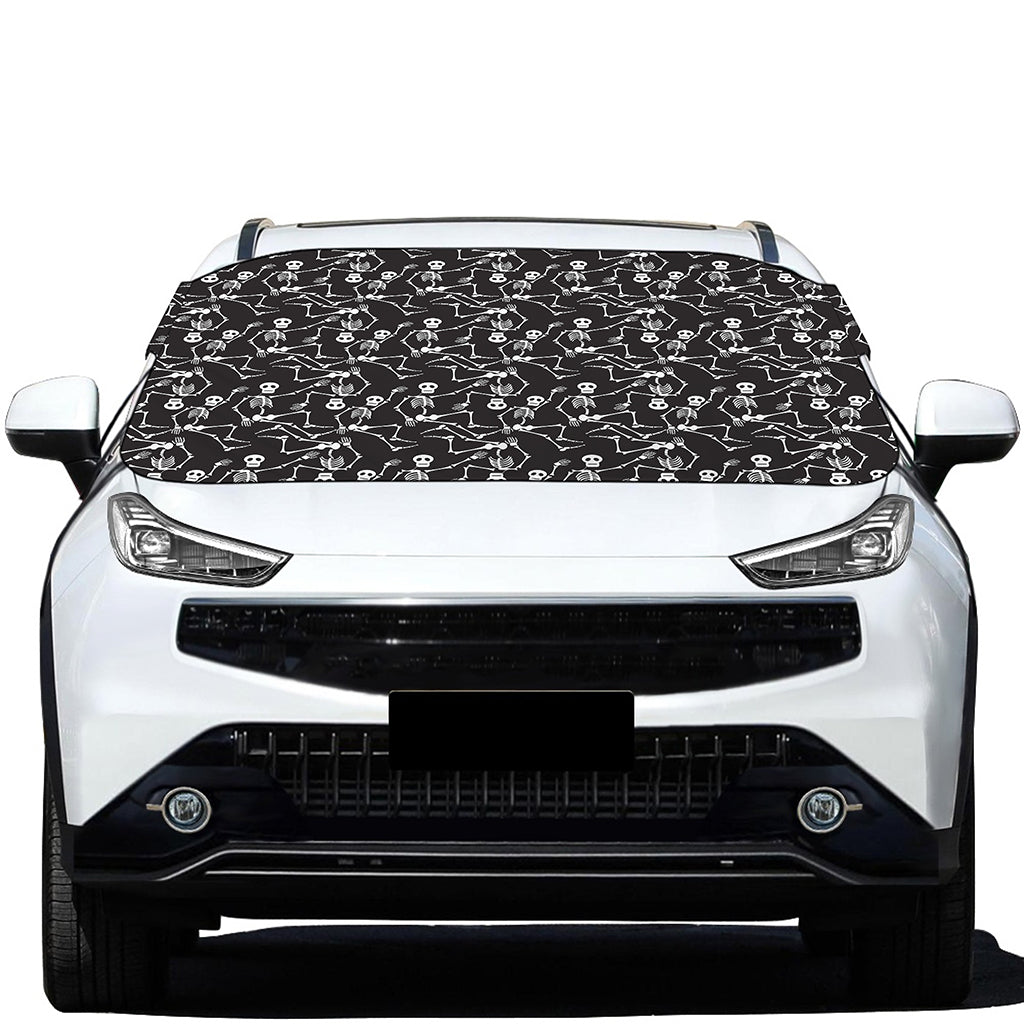 Black And White Skeleton Pattern Print Car Windshield Snow Cover