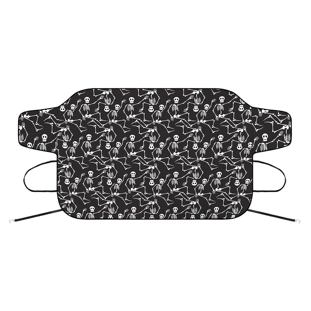 Black And White Skeleton Pattern Print Car Windshield Snow Cover