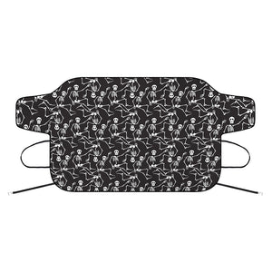 Black And White Skeleton Pattern Print Car Windshield Snow Cover