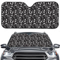 Black And White Skeleton Pattern Print Car Windshield Sun Shade