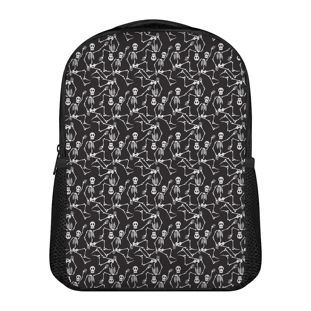 Black And White Skeleton Pattern Print Casual Backpack