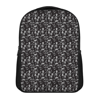 Black And White Skeleton Pattern Print Casual Backpack