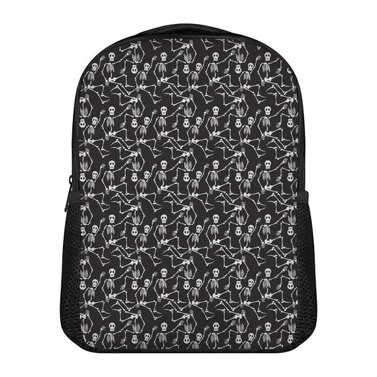 Black And White Skeleton Pattern Print Casual Backpack