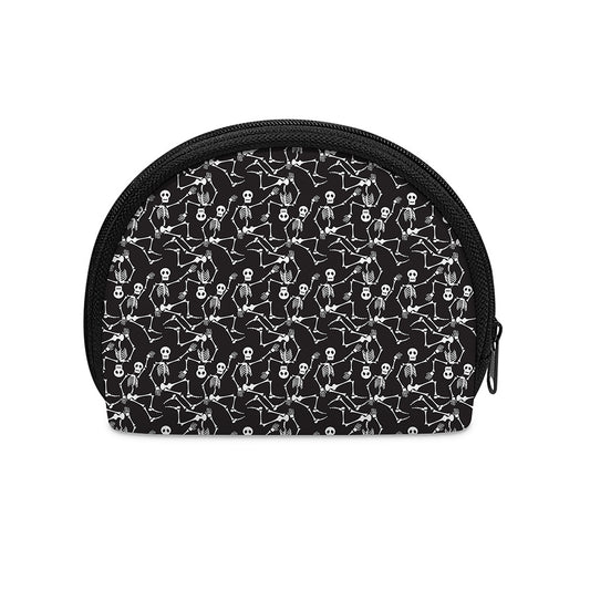 Black And White Skeleton Pattern Print Coin Purse