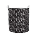 Black And White Skeleton Pattern Print Collapsible Laundry Basket