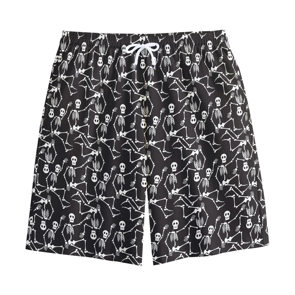 Black And White Skeleton Pattern Print Cotton Shorts