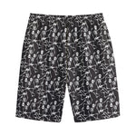 Black And White Skeleton Pattern Print Cotton Shorts