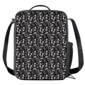 Black And White Skeleton Pattern Print Crossbody Lunch Bag