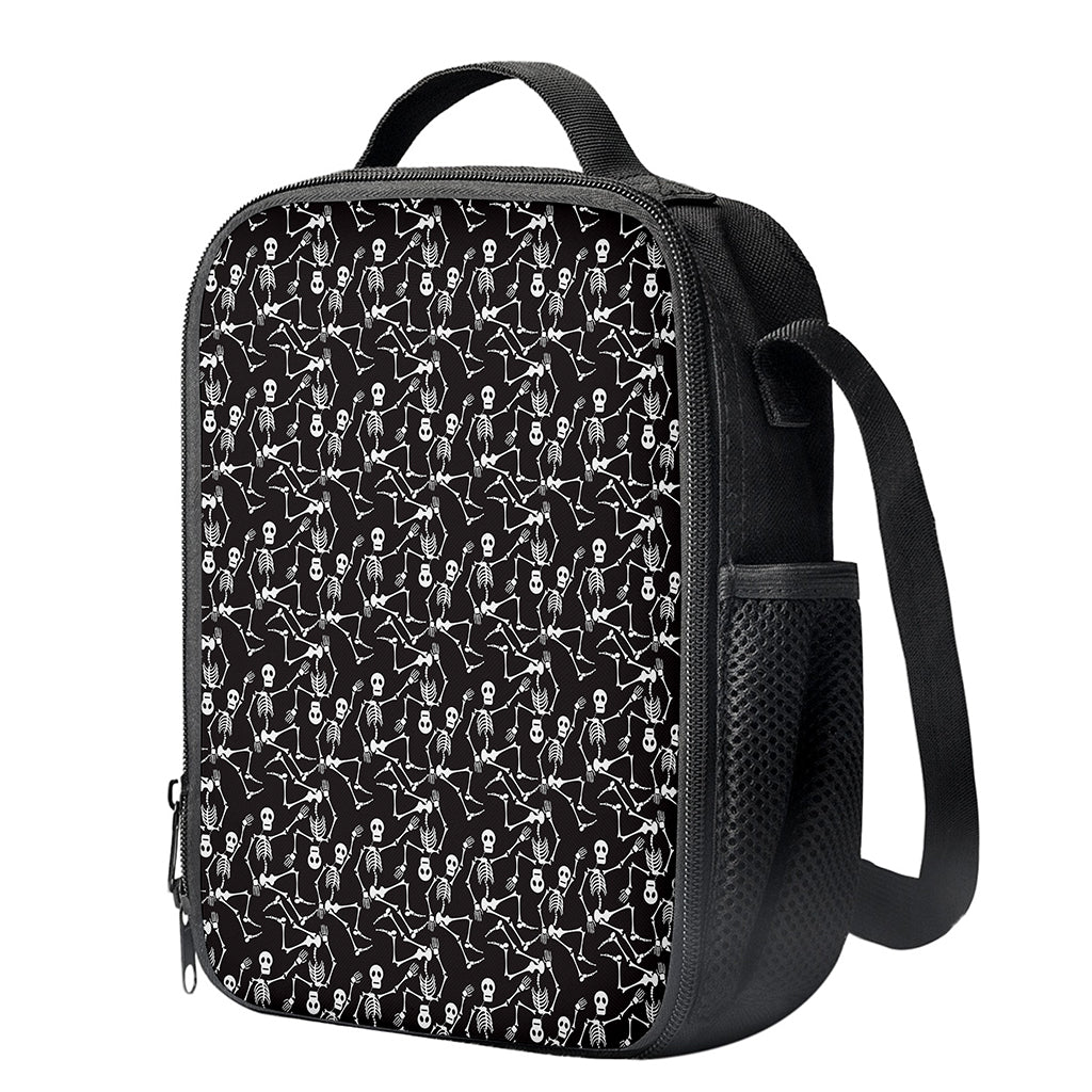 Black And White Skeleton Pattern Print Crossbody Lunch Bag