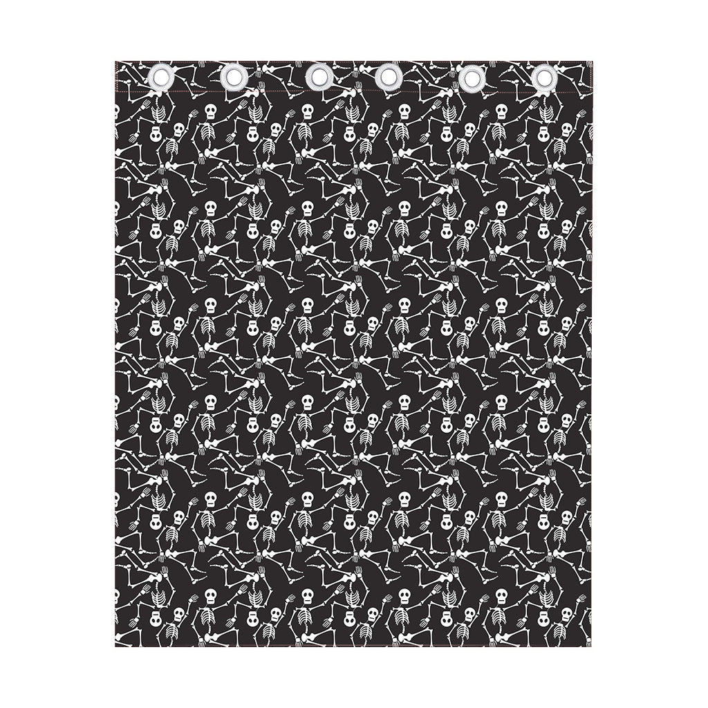 Black And White Skeleton Pattern Print Curtain