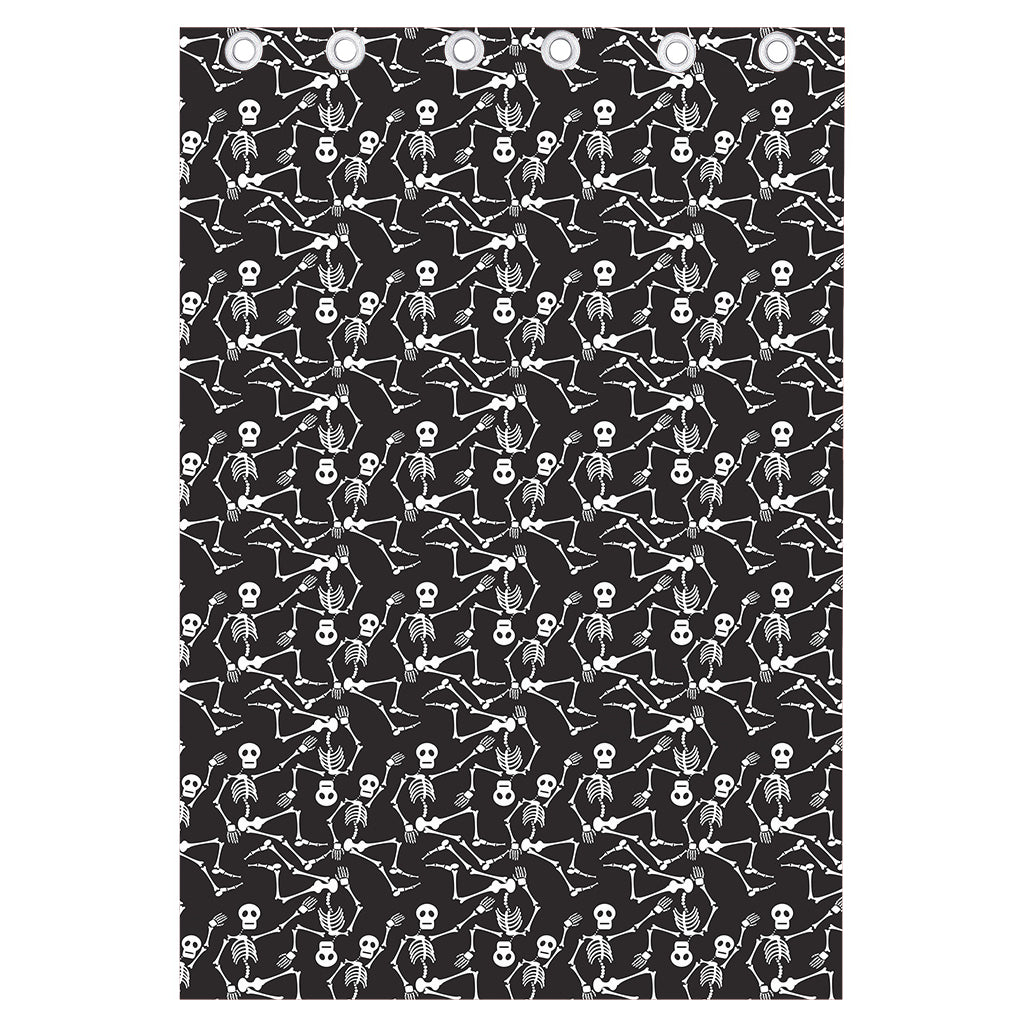 Black And White Skeleton Pattern Print Curtain