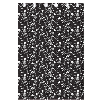 Black And White Skeleton Pattern Print Curtain