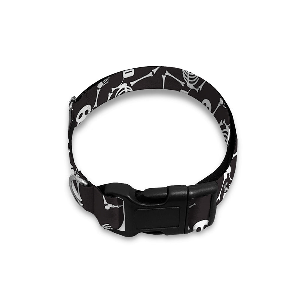 Black And White Skeleton Pattern Print Dog Collar