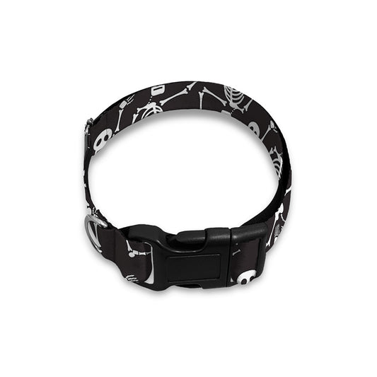 Black And White Skeleton Pattern Print Dog Collar