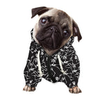 Black And White Skeleton Pattern Print Dog Zip Up Hoodie