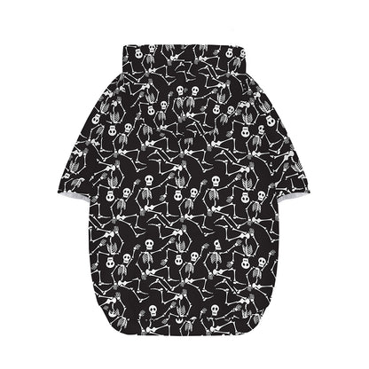 Black And White Skeleton Pattern Print Dog Zip Up Hoodie