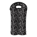 Black And White Skeleton Pattern Print Double Neoprene Wine Tote