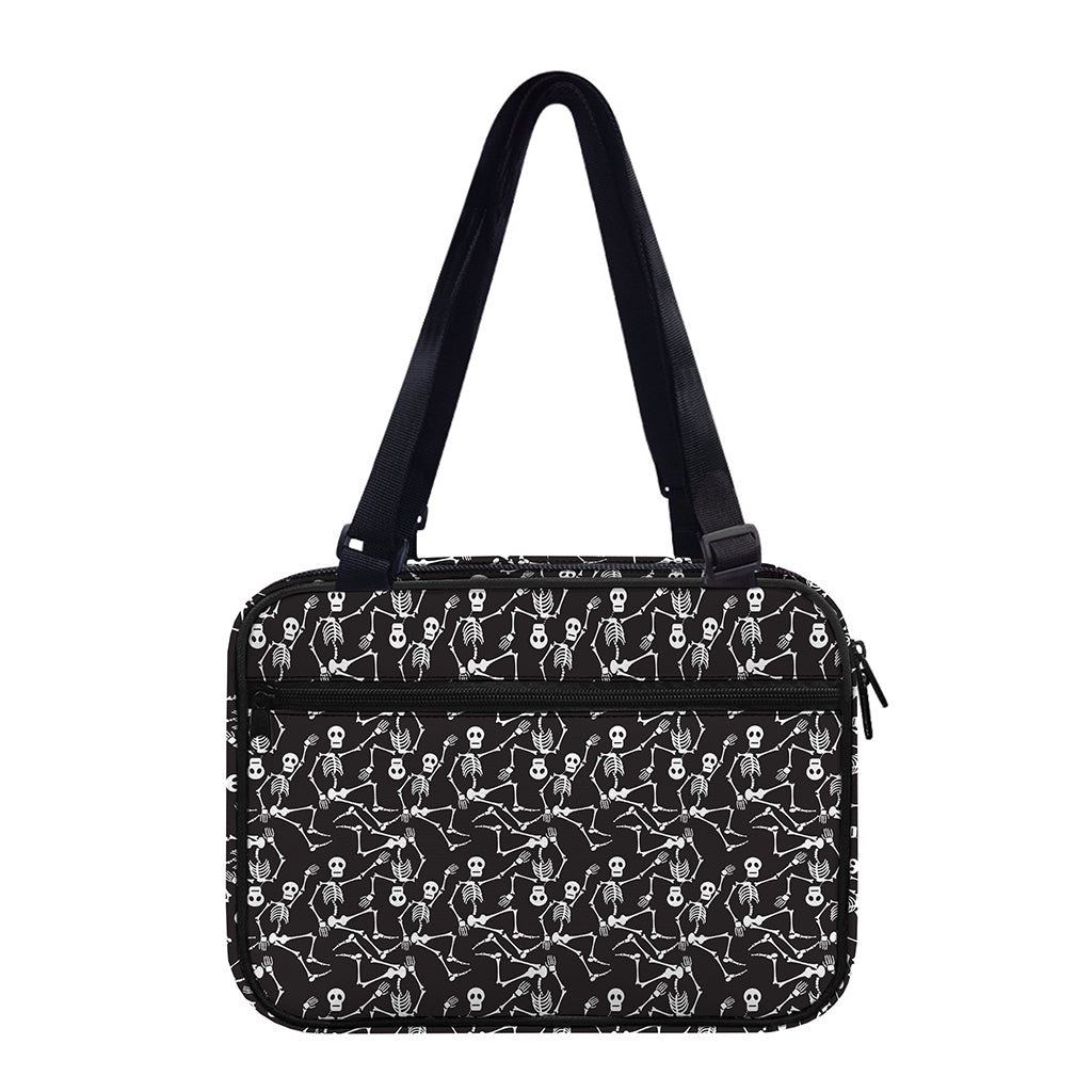 Black And White Skeleton Pattern Print Double Strap Bible Bag