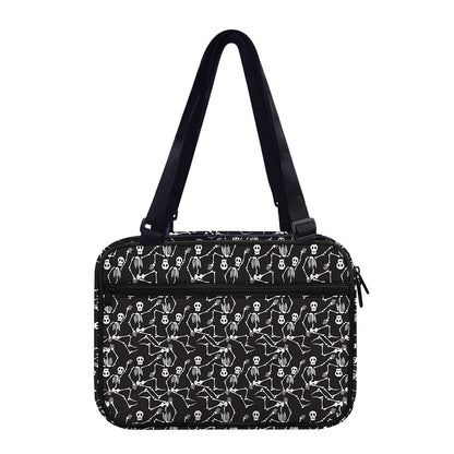 Black And White Skeleton Pattern Print Double Strap Bible Bag