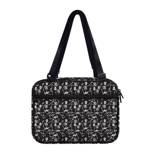 Black And White Skeleton Pattern Print Double Strap Bible Bag