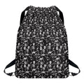 Black And White Skeleton Pattern Print Drawstring Backpack