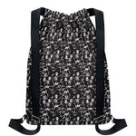 Black And White Skeleton Pattern Print Drawstring Backpack