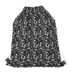 Black And White Skeleton Pattern Print Drawstring Bag