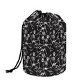 Black And White Skeleton Pattern Print Drawstring Makeup Bag