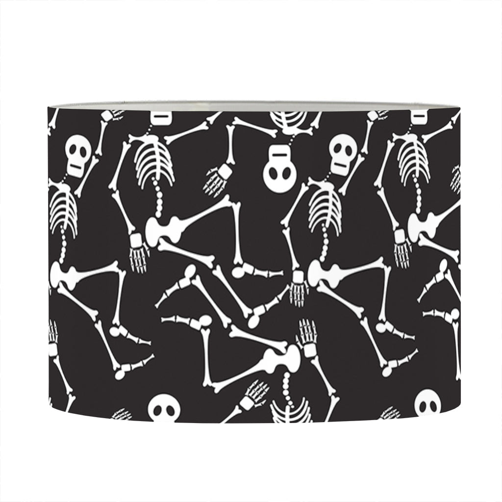 Black And White Skeleton Pattern Print Drum Lamp Shade